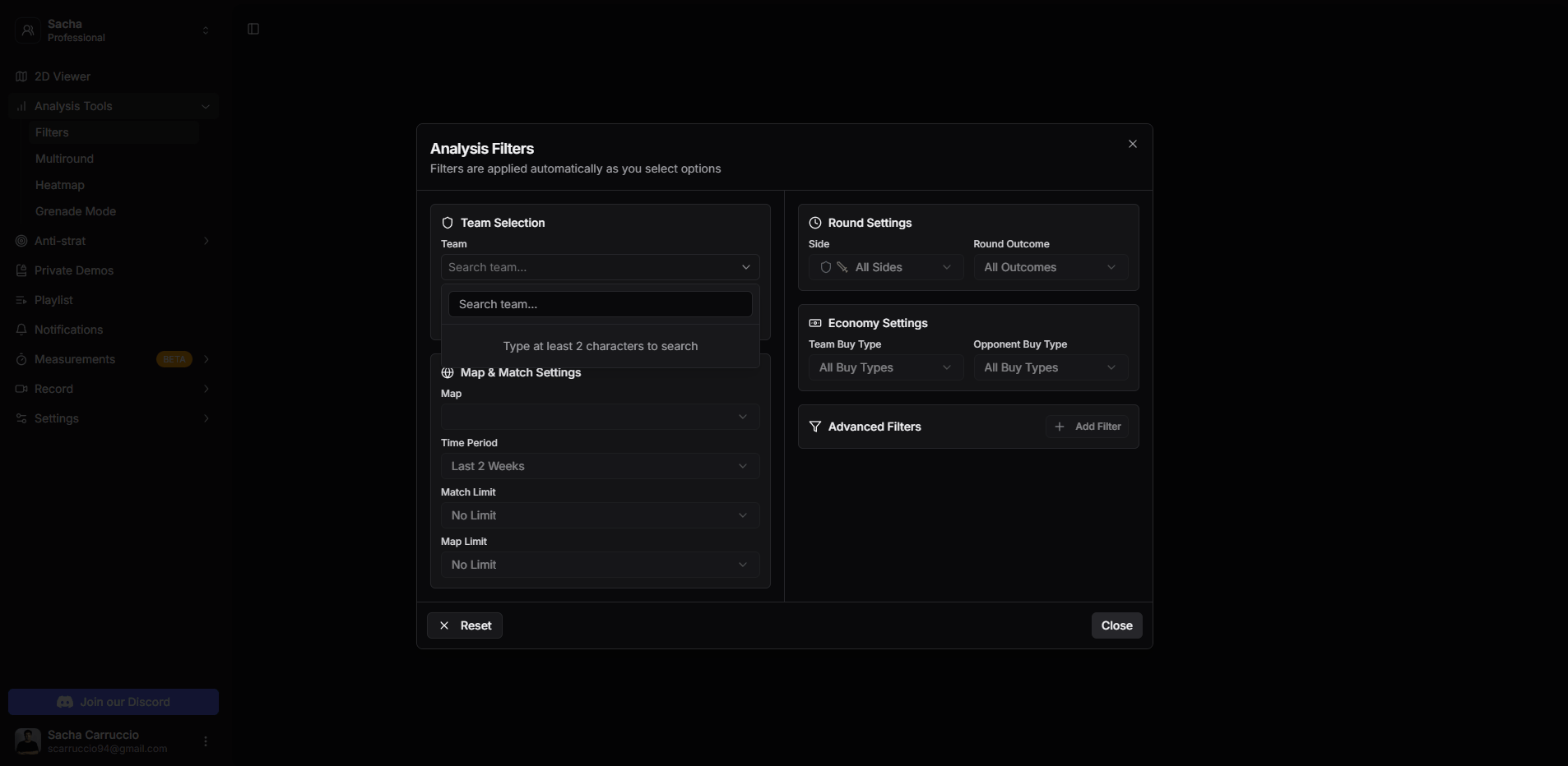 Filtering rounds across demos