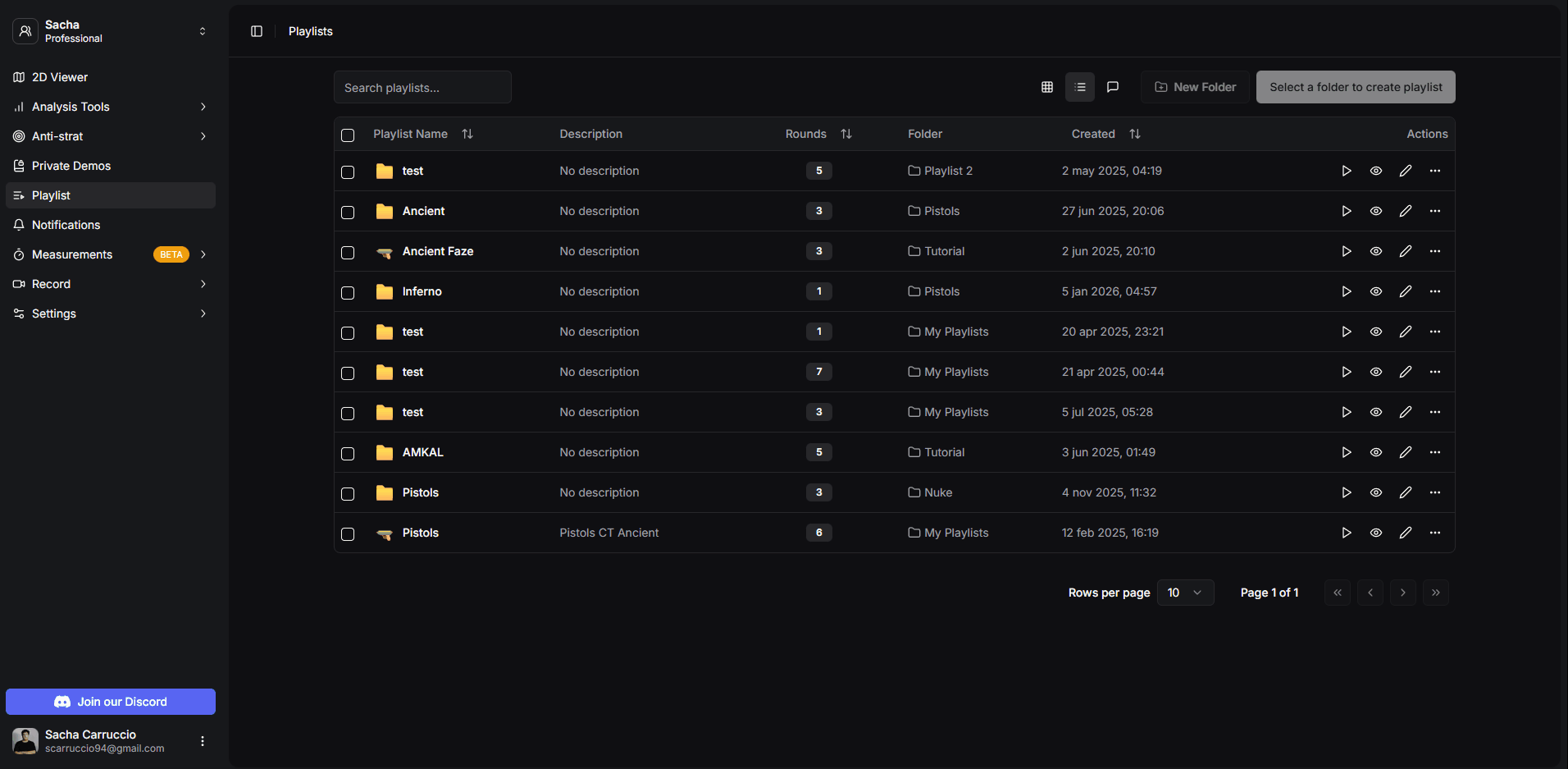 Viewing playlist details and managing rounds